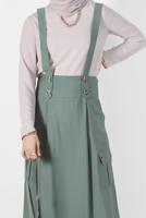 Tesettür giyim YEŞİL ALVİNA CEP DETAYLI DÜĞMELİ SALOPET 4478