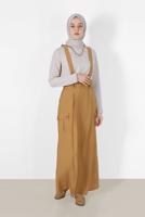 Tesettür giyim TABA ALVİNA CEP DETAYLI DÜĞMELİ SALOPET 4478