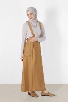 Tesettür giyim TABA ALVİNA CEP DETAYLI DÜĞMELİ SALOPET 4478