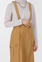 Tesettür giyim TABA ALVİNA CEP DETAYLI DÜĞMELİ SALOPET 4478