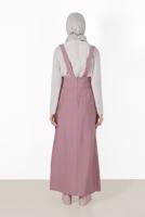 Tesettür giyim PEMBE ALVİNA CEP DETAYLI DÜĞMELİ SALOPET 4478