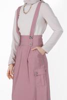 Tesettür giyim PEMBE ALVİNA CEP DETAYLI DÜĞMELİ SALOPET 4478