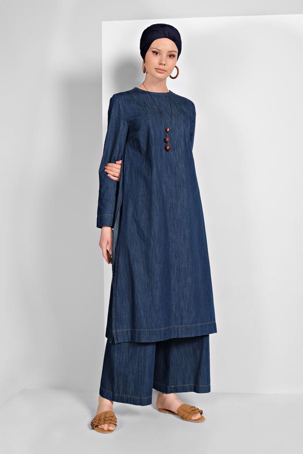 Tesettür giyim  denim takım şıklığı - TRENDTESETTÜR