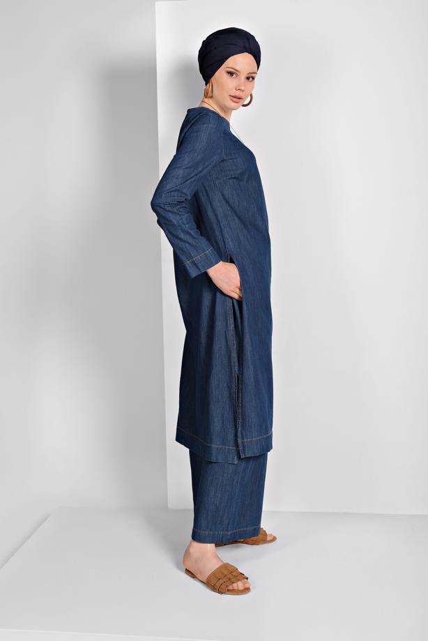 Tesettür giyim  denim takım şıklığı - TRENDTESETTÜR