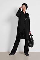 Tesettür giyim SİYAH ALVİNA PUL PAYET İŞLEMELİ 2&prime;Lİ PANTOLONLU TAKIM 4276