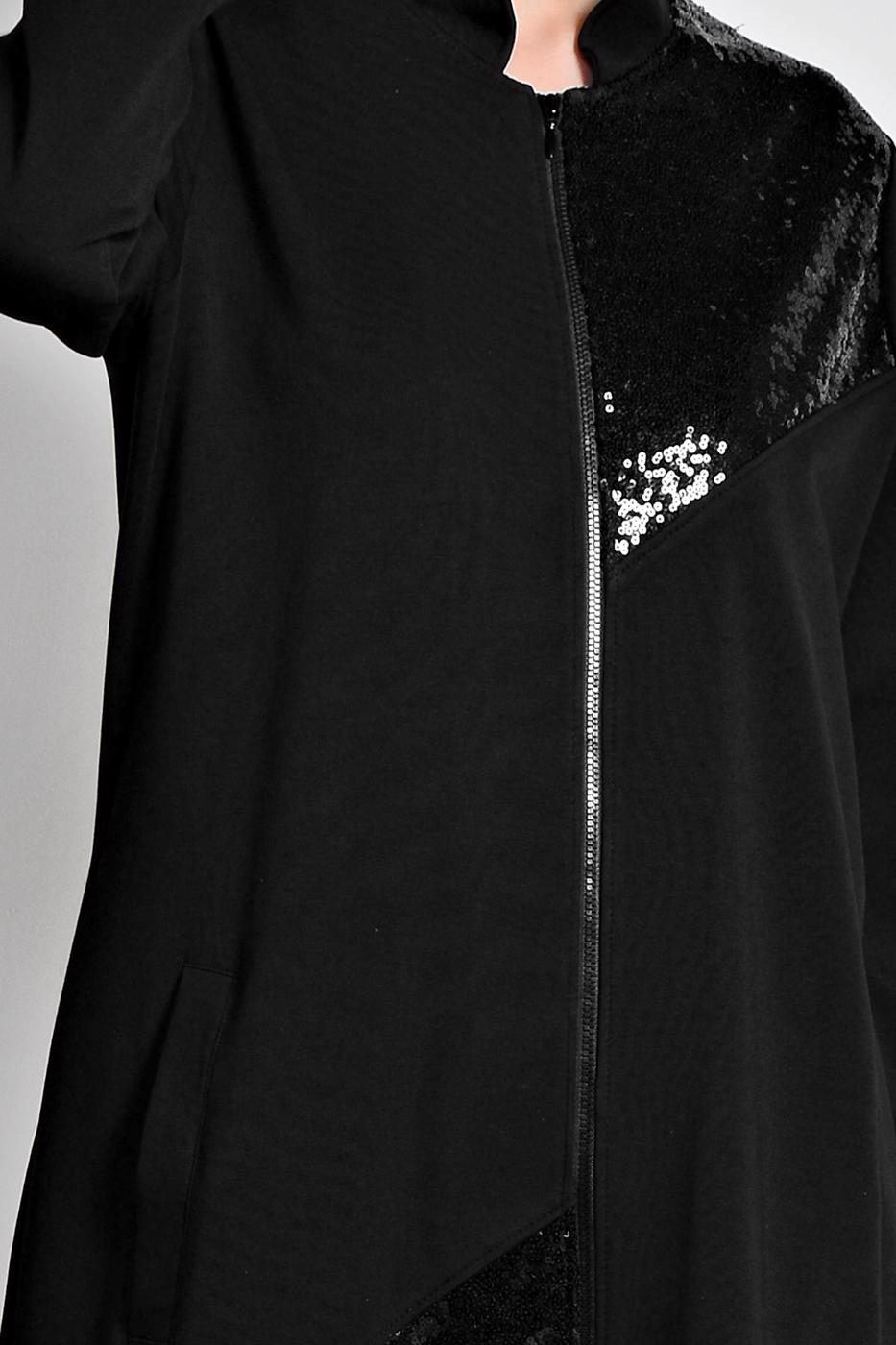 Tesettür giyim SİYAH ALVİNA PUL PAYET İŞLEMELİ 2&prime;Lİ PANTOLONLU TAKIM 4276