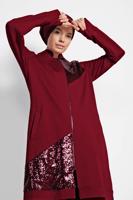 Tesettür giyim BORDO ALVİNA PUL PAYET İŞLEMELİ 2&prime;Lİ PANTOLONLU TAKIM 4276