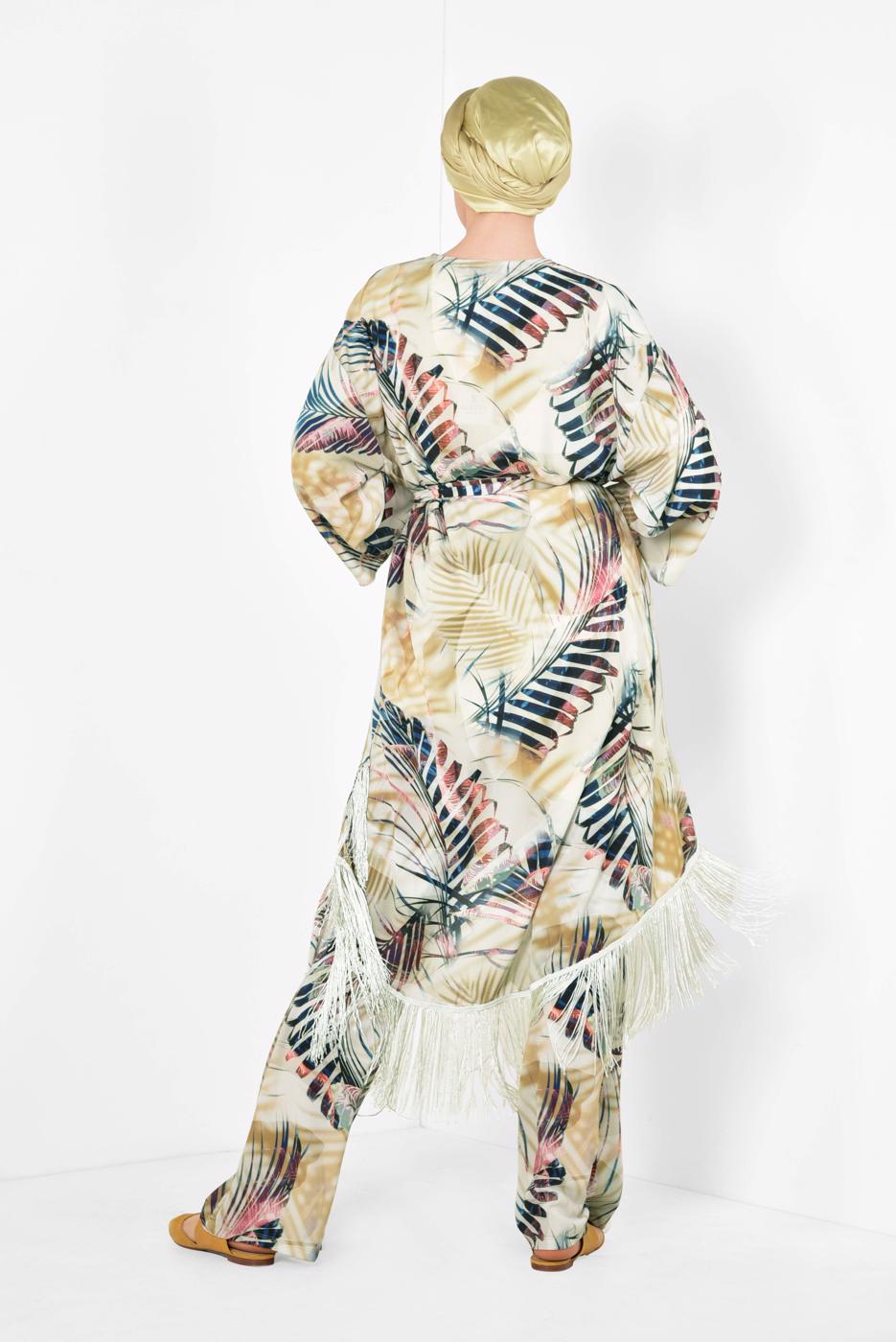 Vêtements hijab ORANGE ALVINA COSTUME À DESSINS À FRANGES 4998