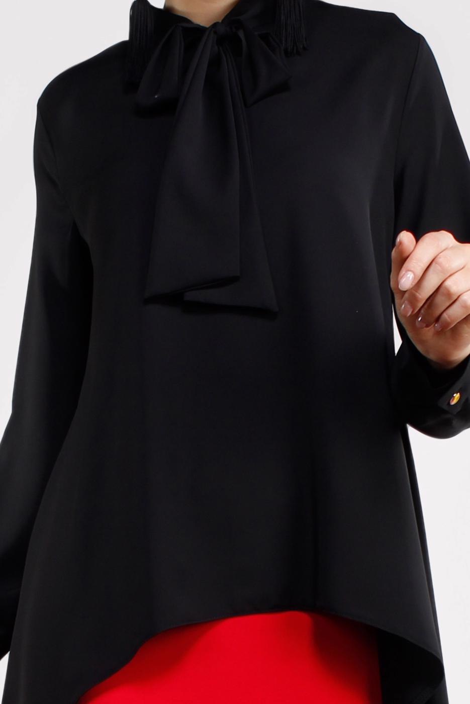 Hijab clothing BLACK TIE-NECK TOP 3496 
