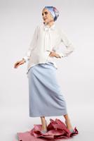 Vêtements hijab CRÈME TUNIQUE À COL NOUÉE 3496