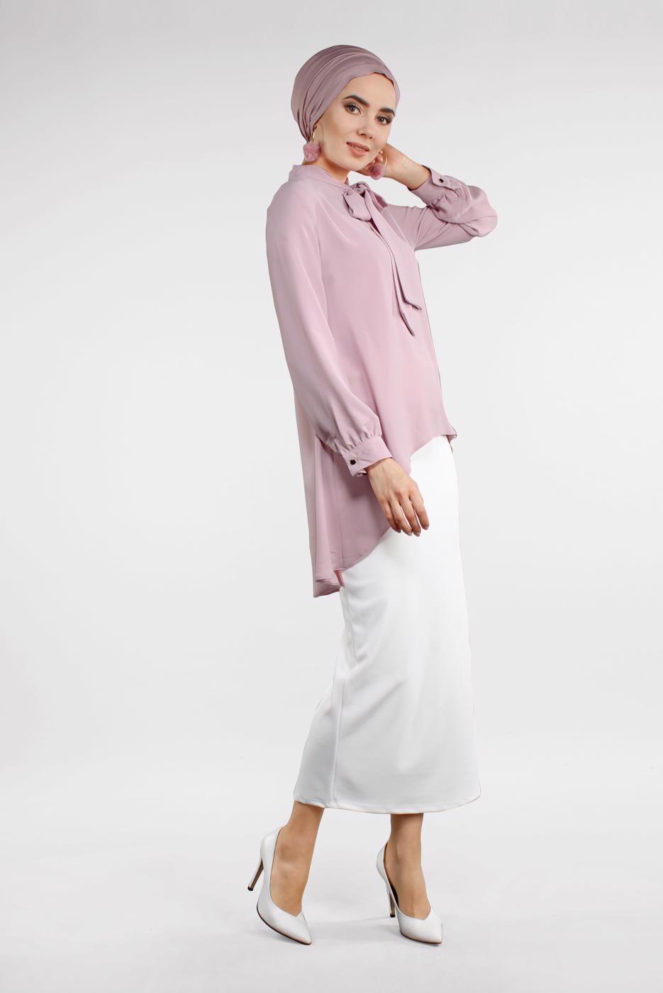 Hijab clothing POWDER TIE-NECK TOP 3496 