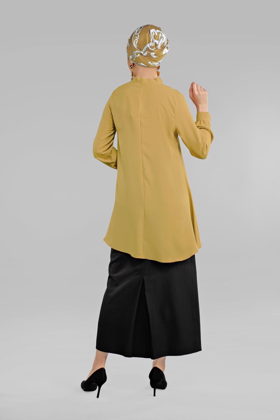 Hijab clothing YELLOW TIE-NECK TOP 3496 