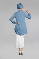 Vêtements hijab BLEU MARINE TUNIQUE À COL NOUÉE 3496