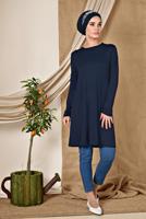 Tesettür giyim LACİVERT ALVİNA ÖRME VİSKON TUNİK 4037 