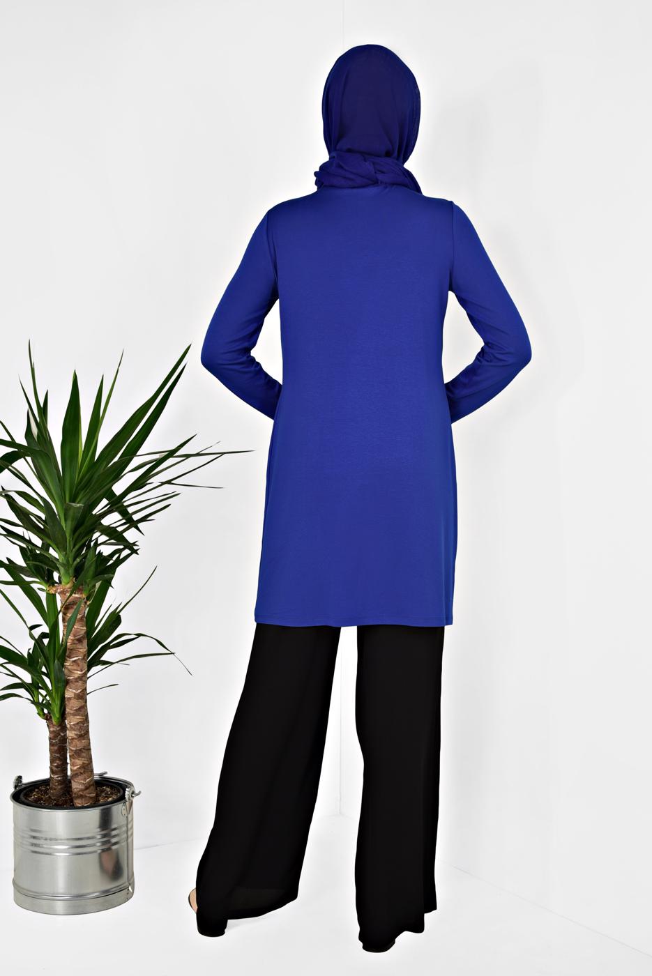 Tesettür giyim LACİVERT ALVİNA ÖRME VİSKON TUNİK 4037 