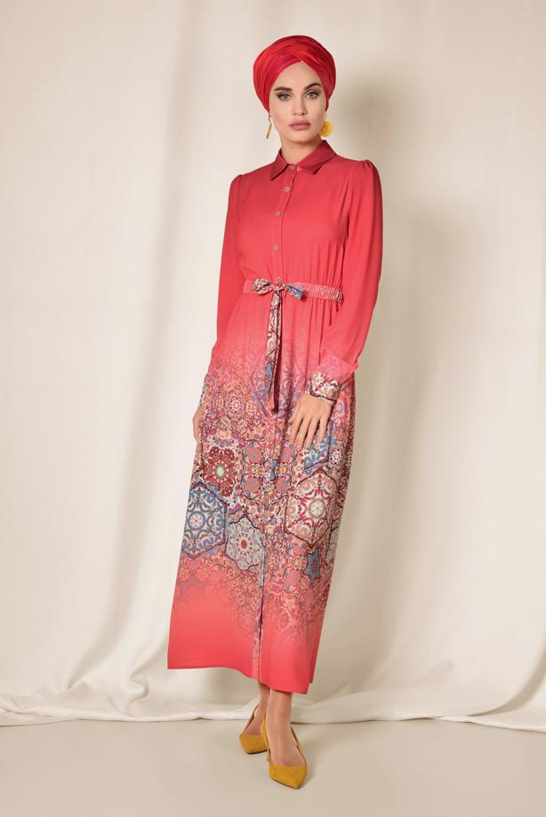 Tesettür giyim  ALVİNA BEL KISMI BÜZGÜ BAĞCIKLI TUNİK 4049 - TRENDTESETTÜR