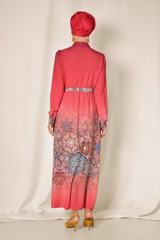 Tesettür giyim  ALVİNA BEL KISMI BÜZGÜ BAĞCIKLI TUNİK 4049 - TRENDTESETTÜR