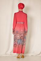 Tesettür giyim MERCAN ALVİNA BEL KISMI BÜZGÜ BAĞCIKLI TUNİK 4049