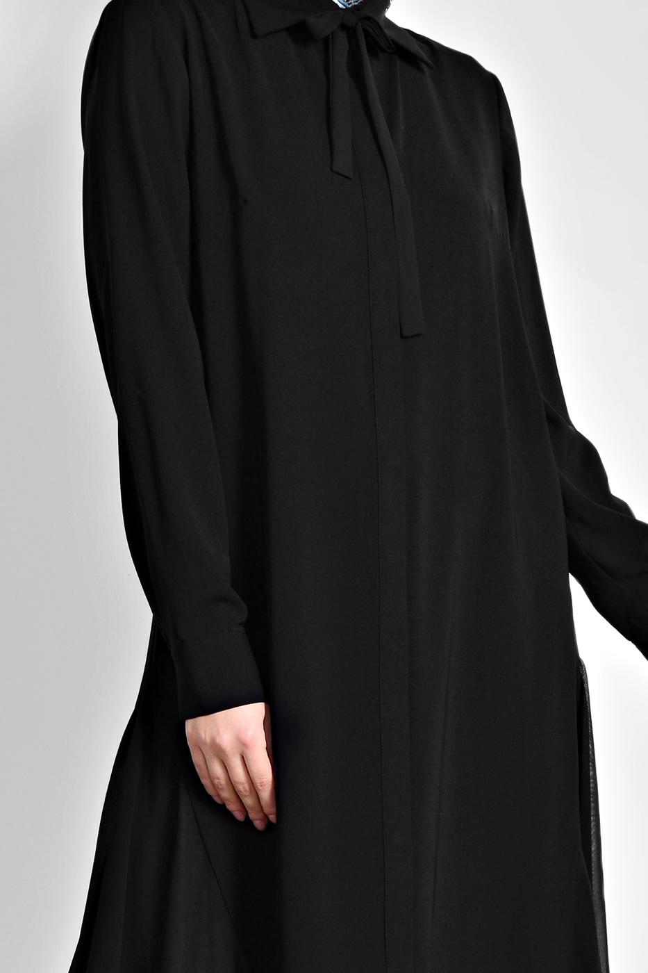 Tesettür giyim SİYAH ALVİNA YANLARI TÜL DETAYLI TUNİK 4060