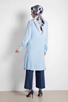 Tesettür giyim MAVİ ALVİNA YANLARI TÜL DETAYLI TUNİK 4060