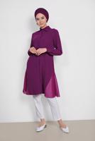 Tesettür giyim MOR ALVİNA YANLARI TÜL DETAYLI TUNİK 4060