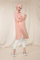 Tesettür giyim PUDRA ALVİNA YAKASI BAĞLAMALI SALAŞ TUNİK 4111