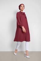 Tesettür giyim BORDO ALVİNA YAKASI BAĞLAMALI SALAŞ TUNİK 4111