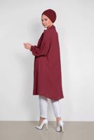 Tesettür giyim BORDO ALVİNA YAKASI BAĞLAMALI SALAŞ TUNİK 4111