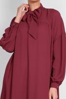 Tesettür giyim BORDO ALVİNA YAKASI BAĞLAMALI SALAŞ TUNİK 4111