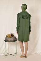 Tesettür giyim HAKİ ALVİNA YAKA KISMI FIRFIRLI NAKIŞ DETAYLI TUNİK 4120