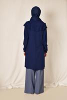 Tesettür giyim LACİVERT ALVİNA YAKA KISMI FIRFIRLI NAKIŞ DETAYLI TUNİK 4120