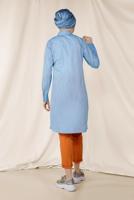 Tesettür giyim MAVİ ALVİNA ÇİZGİLİ CEPLİ TUNİK 4149