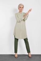 Tesettür giyim BEJ ALVİNA CEPLİ KLASİK TUNİK 4164