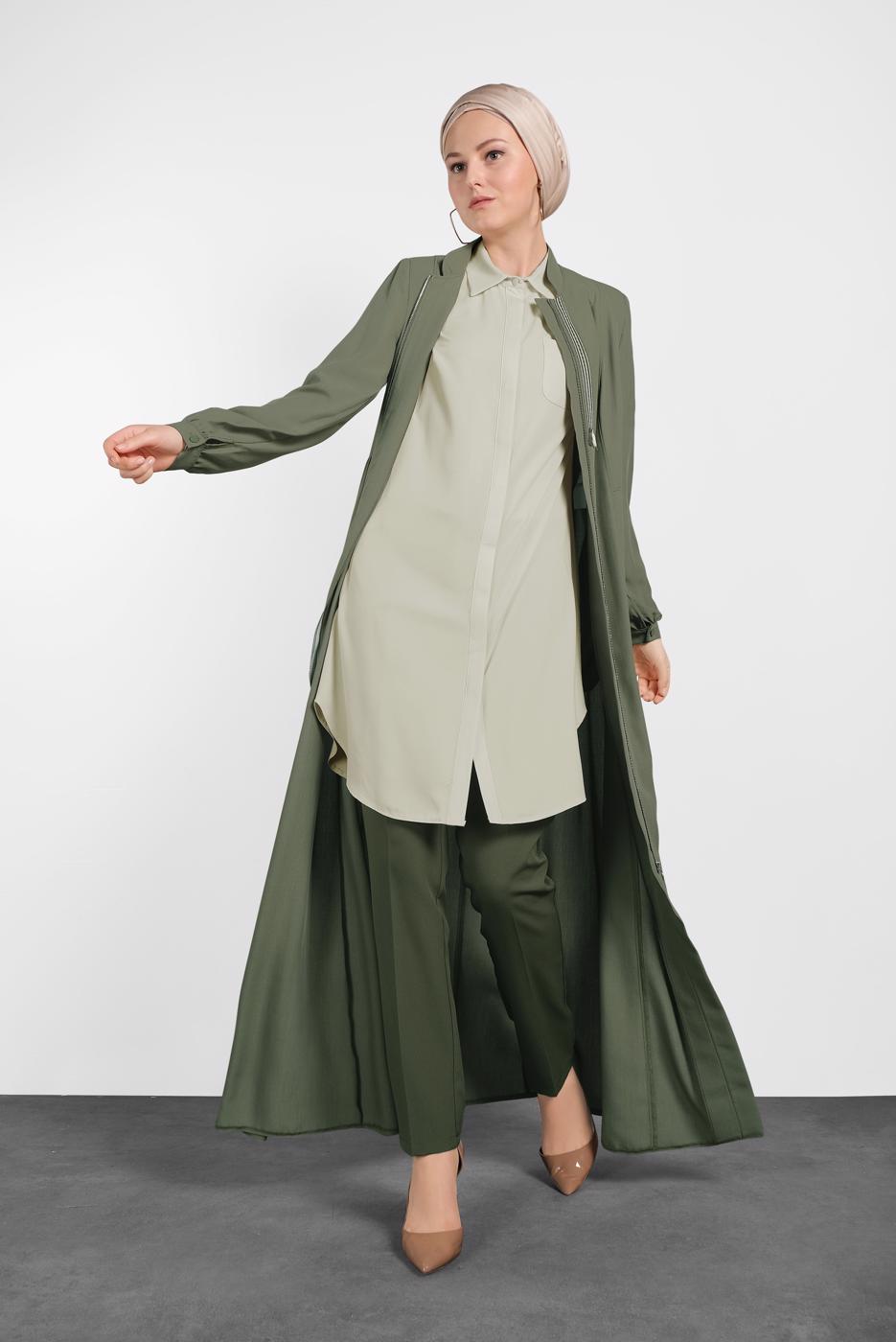 Tesettür giyim BEJ ALVİNA CEPLİ KLASİK TUNİK 4164