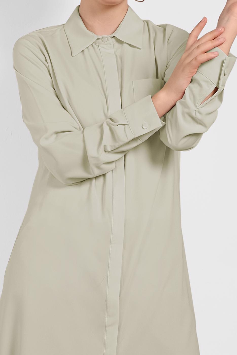 Tesettür giyim BEJ ALVİNA CEPLİ KLASİK TUNİK 4164