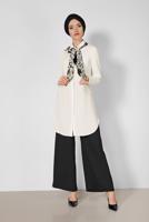 Tesettür giyim EKRU ALVİNA CEPLİ KLASİK TUNİK 4164