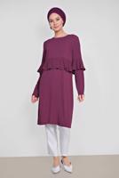 Tesettür giyim FUŞYA ALVİNA FIRFIRLI TUNİK 4180