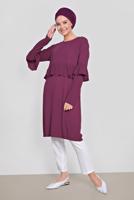 Tesettür giyim FUŞYA ALVİNA FIRFIRLI TUNİK 4180
