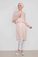 Tesettür giyim PUDRA ALVİNA FIRFIRLI TUNİK 4180