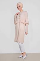 Tesettür giyim PUDRA ALVİNA FIRFIRLI TUNİK 4180