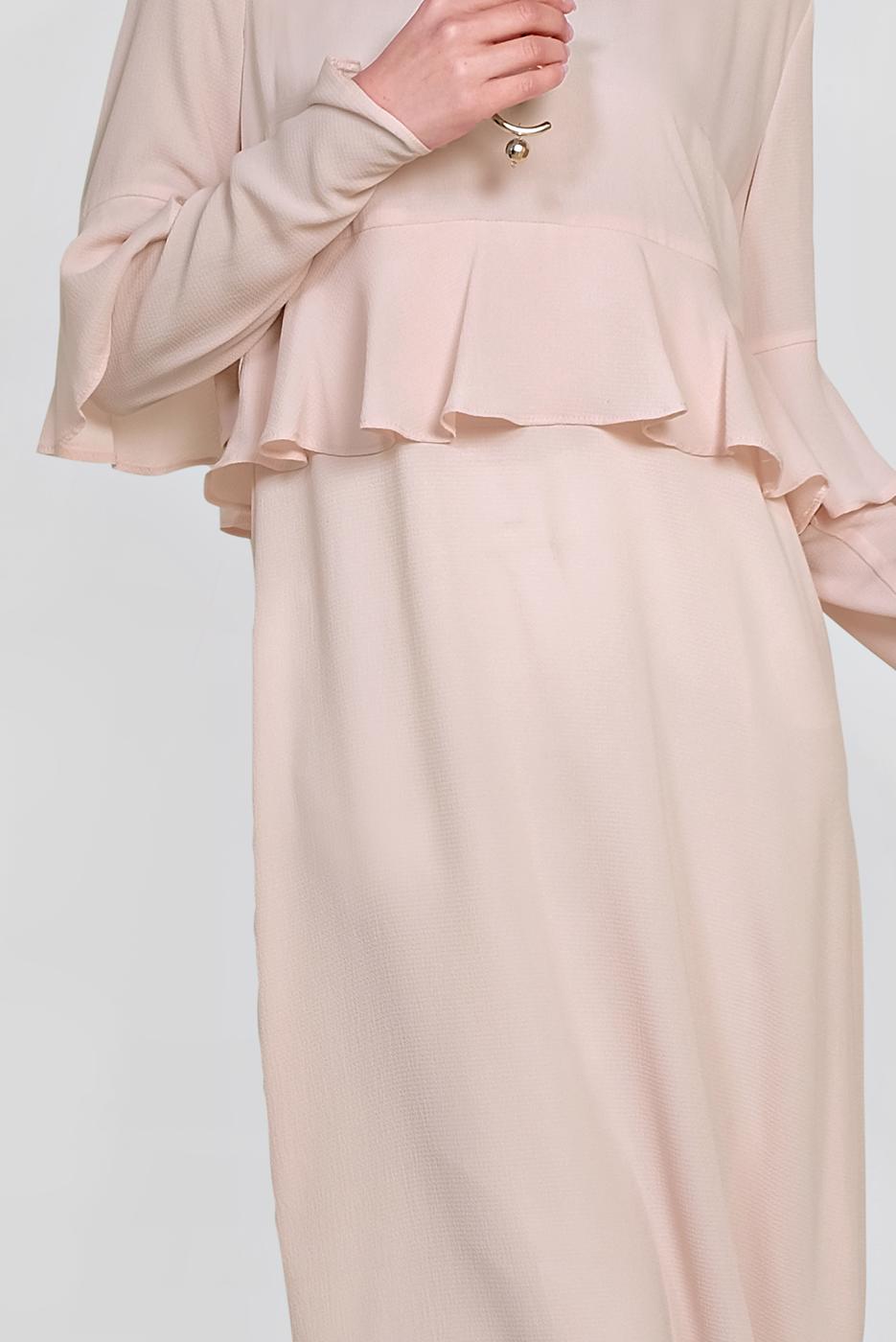 Tesettür giyim PUDRA ALVİNA FIRFIRLI TUNİK 4180