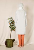 Tesettür giyim KREM ALVİNA CEP KISMI İŞLEME DETAYLI TUNİK 4215