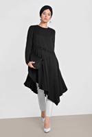 Tesettür giyim SİYAH ALVİNA ASİMETRİK KESİM TUNİK 4250