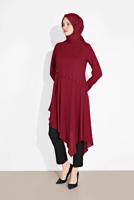 Tesettür giyim BORDO ALVİNA ASİMETRİK KESİM TUNİK 4250
