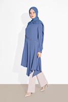 Tesettür giyim LACİVERT ALVİNA ASİMETRİK KESİM TUNİK 4250