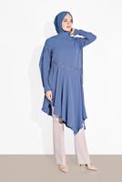 Tesettür giyim LACİVERT ALVİNA ASİMETRİK KESİM TUNİK 4250