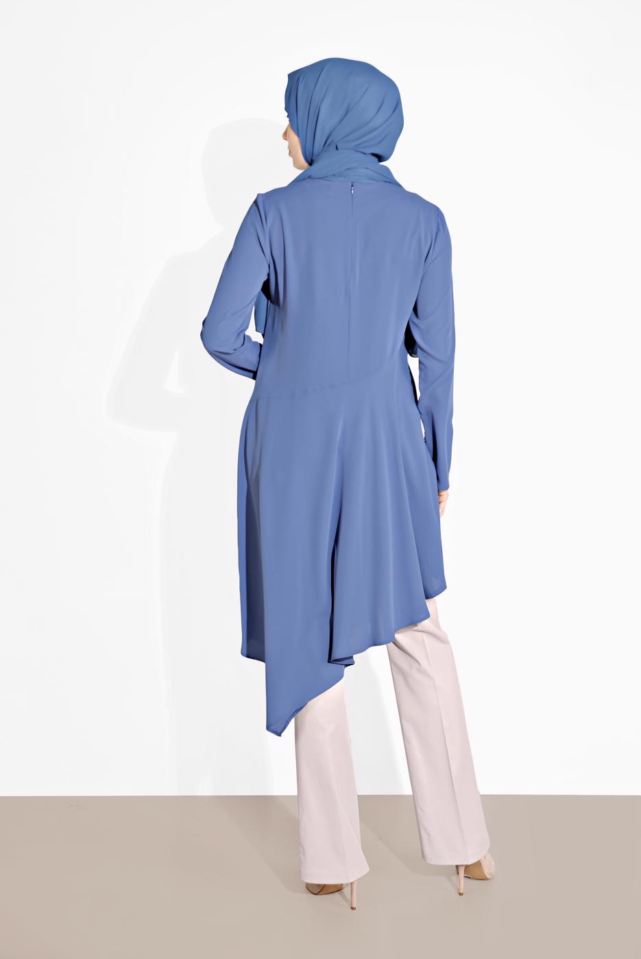 Tesettür giyim LACİVERT ALVİNA ASİMETRİK KESİM TUNİK 4250