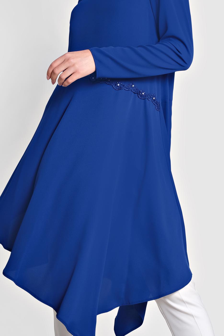 Tesettür giyim LACİVERT ALVİNA ASİMETRİK KESİM TUNİK 4250