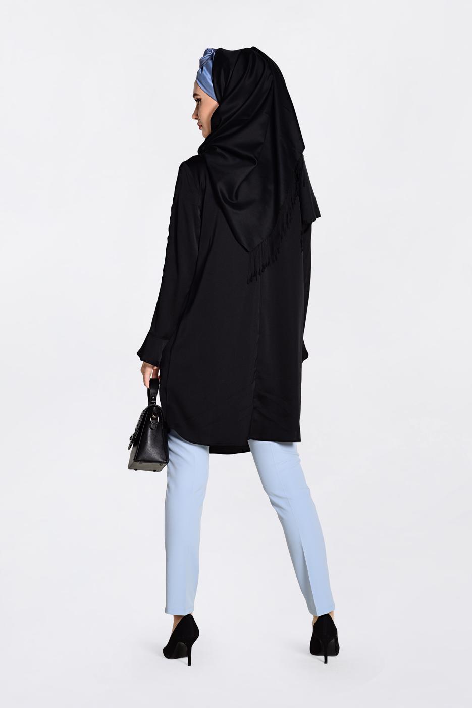 Tesettür giyim SİYAH ALVİNA İŞLEMELİ TUNİK 4301