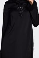 Tesettür giyim SİYAH ALVİNA İŞLEMELİ TUNİK 4301